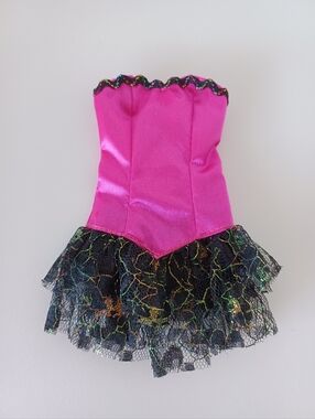 Vintage Barbie Doll Pink And Black Dress Collectible